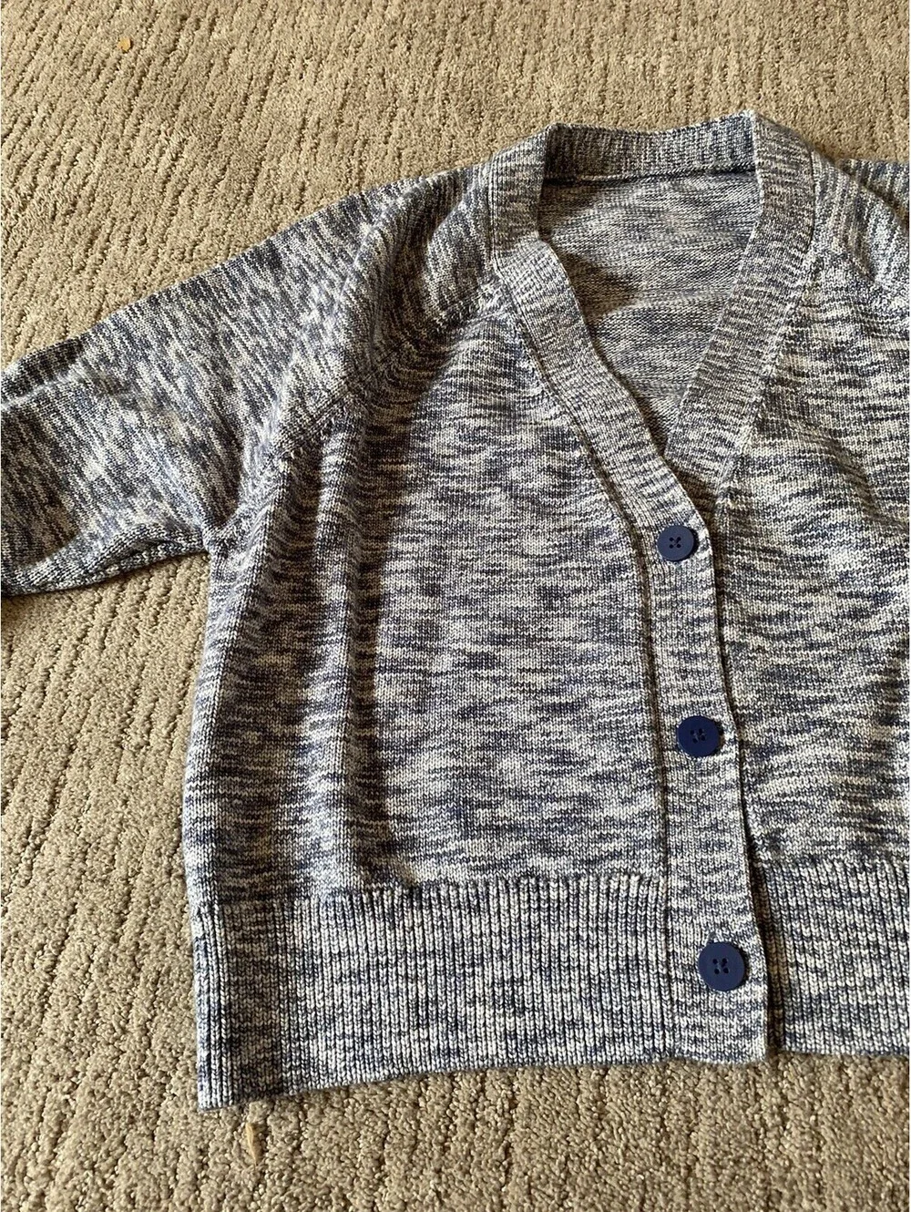 Lululemon Boxy Cardigan Cotton Wool Blend Sweater Blue Heather Large